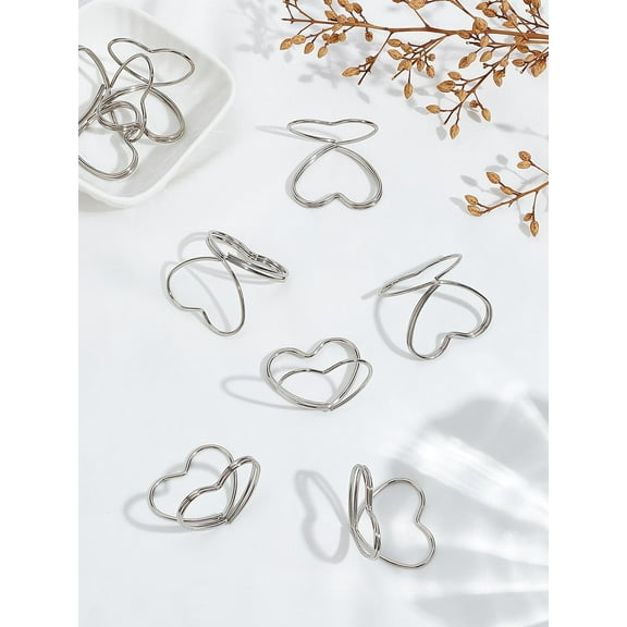 10Pcs Heart Carbon Steel Place Card Holders Wire Table Number Holder Stand Stainless Steel Color Photo Memo Holders