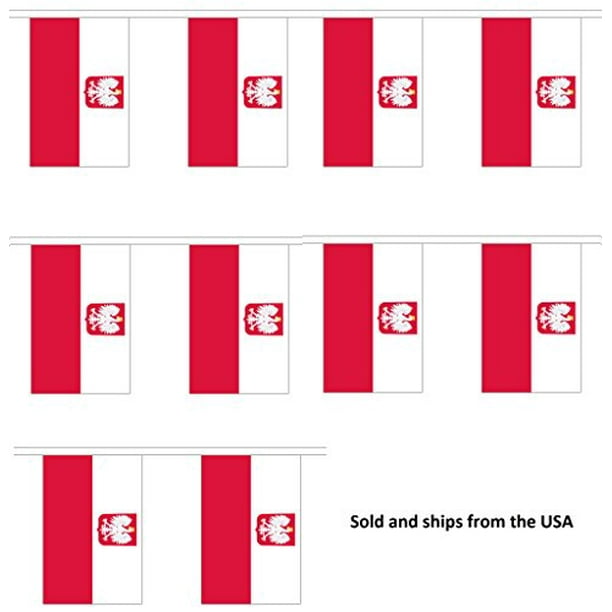 30' Poland Eagle String Flag Party Bunting Has 30 Polish 6