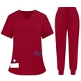 thumbnail image 2 of Hearthz Medical Scrubs Set for Women Women's V-Neck Top & Jogger Scrub Pants Scrub Set Women, 2 of 7