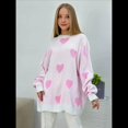 thumbnail image 4 of Suéter con Estampado de Corazón para Mujer, Sudadera de Punto de Larga con Gráfico de Amor, Camiseta Extragrande Rosa L, 4 of 6