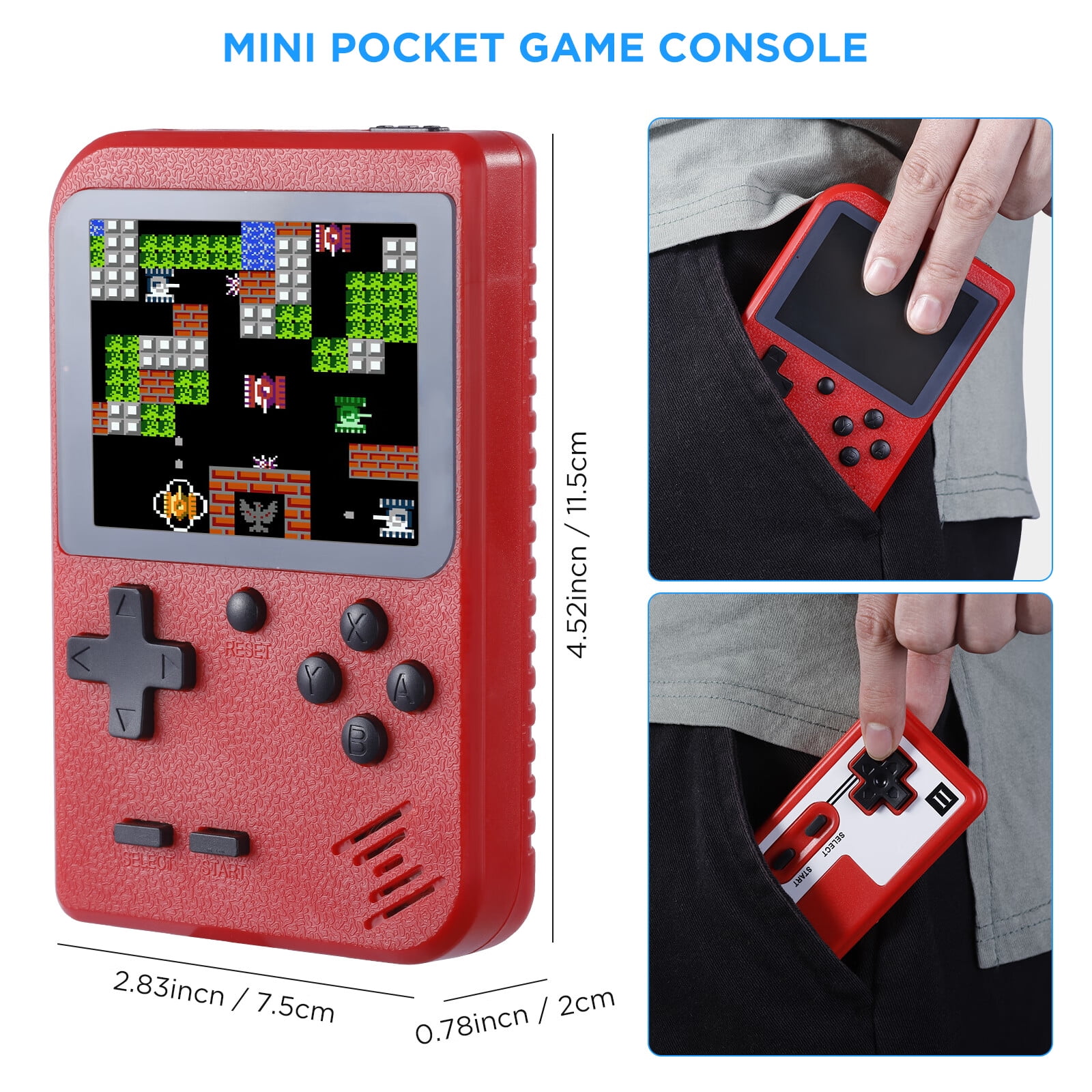 Handheld Game Console, Retro Game Console with 500 Classic Handheld Games,1020mAh  Rechargeable Battery Portable Game Console Support TV Connection & 2  Players Good Gifts for Kids Boys Girls Men Women 