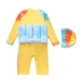 thumbnail image 4 of ATOGUTA Floatation Swimsuit Set Boys with Adjustable Buoyancy Kids Float Suit Floating Swimwear Bathing Suit with Cap Size 6M-4T, Multicolor, 4 of 5