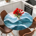 thumbnail image 2 of Round Fitted Tablecloths with Elastic Edge Boho Gradient Ocean Sea Wave Oil-Proof Waterproof Wipeable Table Cover for Kitchen Dining Party Decor Seaside Coastal Scene Hawaii Table Clothes,45" - 54", 2 of 9