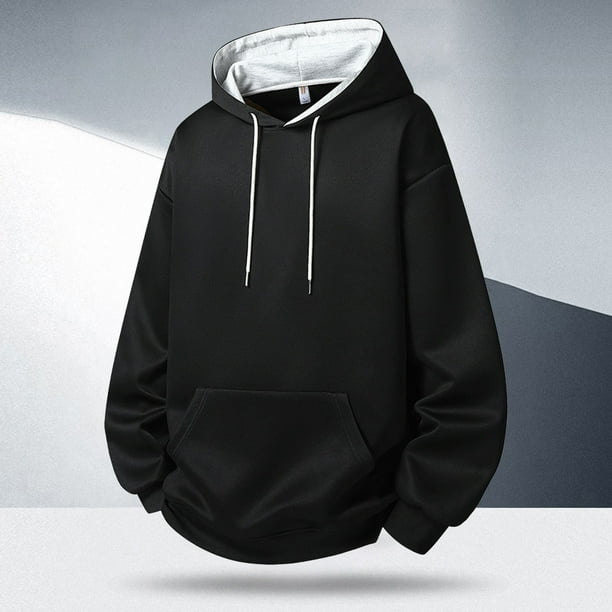 MHFRRA Sudadera Informal con Capucha para Hombre, Jersey de Manga Larga, Cómoda y Ligera, para Uso Diario Negro