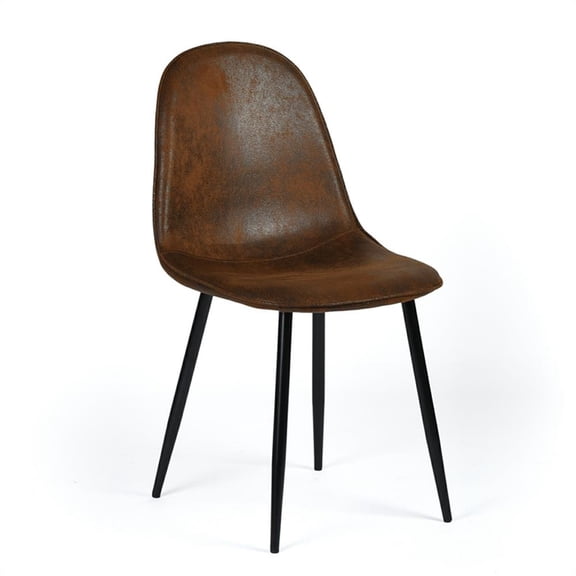 Homy Casa 18" Upholstered Faux Suede Dining Chair in Brown (Set of 8)