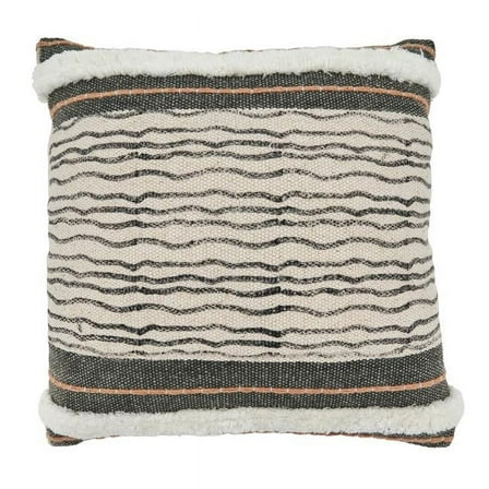 Saro Lifestyle Stripe Printed and Embroidered Down Filled Throw Pillow