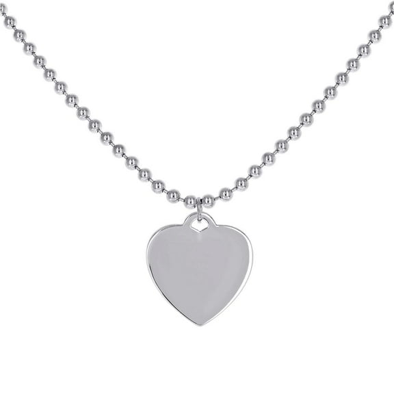 925 Sterling Silver Womens Love Heart Charm Beaded Necklace 20 Inch 26.8x21.8mm Wide Pendant Necklace for Women
