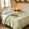 thumbnail image 4 of Washed Cotton Summer Quilt Cotton Filling Cool Breathable Plaid Bed Blanket Lightweight Quilt for Hot Weather Bedroom Dorm Home Decor, 4 of 6