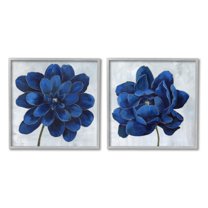 Stupell Indtries Bold Royal Blue Florals Blooming Chic Petal Flower,12 x 12,Design by Nan