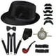 thumbnail image 3 of 1920 Conjunto de accesorios para disfraz de Gatsby para hombre con sombrero de gánster, barba, tirantes elásticos, lazo para el cuello, reloj de bolsillo, 3 of 4