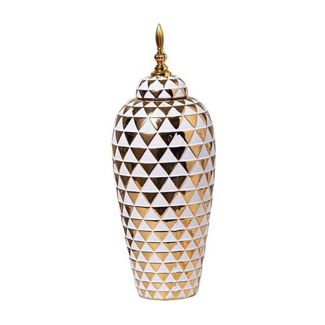 Jarrón de porcelana con tapa para jengibre, gran capacidad, decorativo Oro Grande