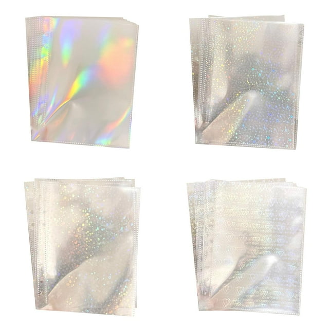 CHENMEI Pochettes pour 6 Anneaux, Pochettes pour Photocartes A5, Doubles 4 Pochettes, Pages de Photos, Protection de Feuille Photo à Chargement par le Haut
