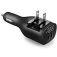 thumbnail image 2 of 2-in-1 Car Home Charger Coiled USB Cable for Motorola Razr (2023)/(2024)/Plus (2023)/(2024) - Micro-USB to USB-C Adapter Charger Cord Power Wire Black Folding Prongs, 2 of 7