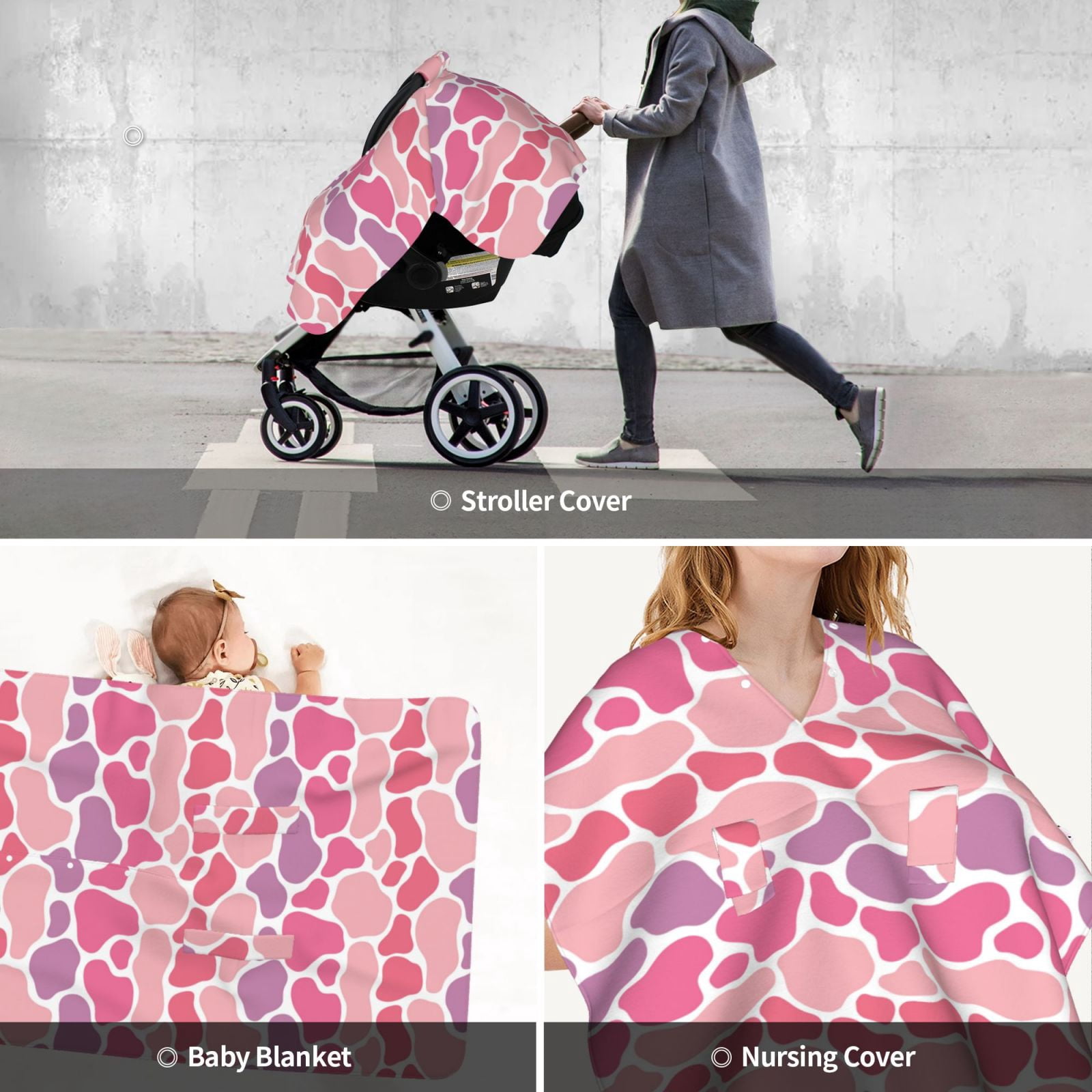 Car Seat Cover Baby - Multicolor Cow Print Breathable Infant Car Seat Cover for Baby Carseat, Lightweight Comfort Baby Essentials Must Haves Newborn Stuff for Girl Boy