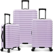 U.S. Traveler Boren Polycarbonate Hardside Rugged Travel Suitcase Luggage with 8 Spinner Wheels, Aluminum Handle, Lavender, 3-Piece Set, USB Port in Carry-On