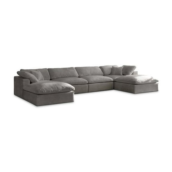 Meridian Furniture Cozy Gray Velvet Modular Sectional