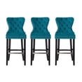thumbnail image 3 of Costaelm Hank 29" Tufted Velvet Bar Stool Black (Set of 3), Velvet Teal, 3 of 11