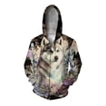thumbnail image 4 of Sudadera con capucha y cuello redondo informal para hombre, cómoda y moderna, con estampado digital 3D de lobo, 4 of 5