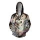 thumbnail image 3 of Sudadera con capucha y cuello redondo informal para hombre, cómoda y moderna, con estampado digital 3D de lobo, 3 of 4