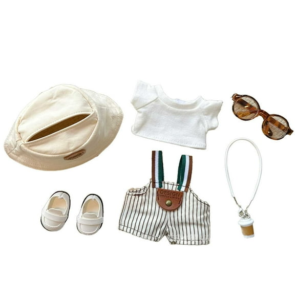 Doll Clothing Set (doll Not Included) Cute Dress Set Including Shoes + Cup + Hat + + White T Shirt And Cute Style Set Suitable For 15/17cm Dolls Looping Guitar Amp Silicone Baby Boys Dolls Line Mixer
