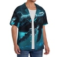 thumbnail image 2 of Fotbe Vintage Blue Pattern Whale Camisa Estampada de Manga Corta para Hombre, Casual de Verano, Estilo Playero, Sin Arrugas-Large, 2 of 5