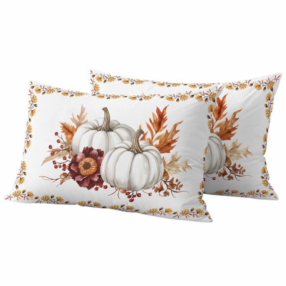 Grey Fall Outdoor Waterproof Pillow Covers, Thanksgiving Maple Leaf Harvest Botanical Decorative Rectangle Throw Pillowcase Sofa Cushion Sham for Patio/Couch/Chair, 20"x12" 2 Pack
