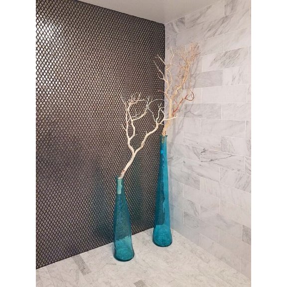 Apollo Tile    10 Pack 10.8-in x 11.4-in Gold Diamond Glossy Glass Mosaic Floor and Wall Tile (8.55 Sq ft/case)