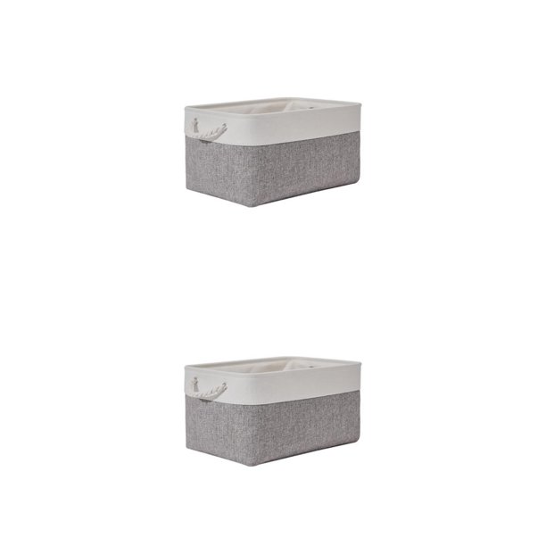 Toystoory Caja de almacenamiento plegable con asas de cuerda - Conveniente y versátil Contenedor de almacenamiento de fácil acceso para gris y blanco 31*21*16 2Conjunto