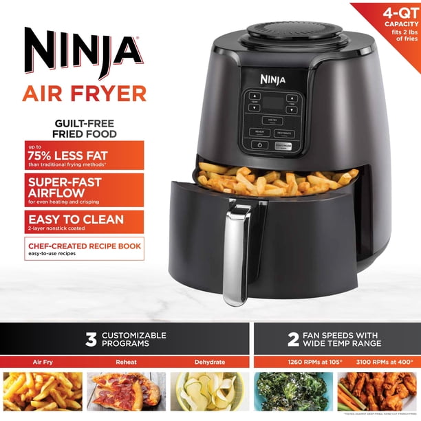 Ninja 4-Qt Air Fryer, 3 Functions, Air Fry, Reheat, and Dehydrate