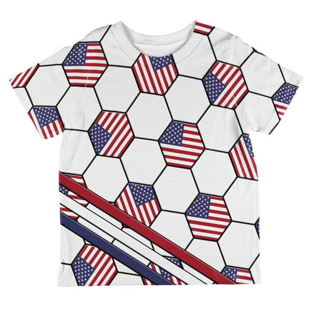

4th of July USA World Cup Soccer Ball All Over Toddler T Shirt Multi 2T