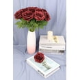 thumbnail image 3 of Lvefit Flor De Rosa Artificial Flores De Seda De Rosa Borgoña 12 Piezas Con Ramo De Rosas De Seda De Tallo Largo Para Boda Fiesta De Despedida De Soltera Decoración Del Hogar, 3 of 5