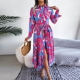 thumbnail image 5 of Jupe Longue Imprimée Robe Portefeuille Tempérament Col en V Ceinture Mode Été Femmes Polyester Midi, 5 of 5