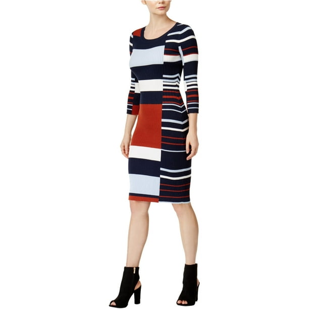 bar III Vestido de suéter a rayas para mujer, multicolor, mediano bar III Suéter