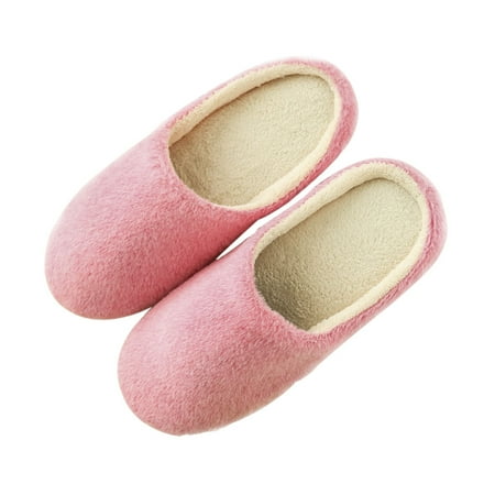 

Women Men Warm Coral Velvet Indoor Slippers Winter House Floor Non-Slip Shoes