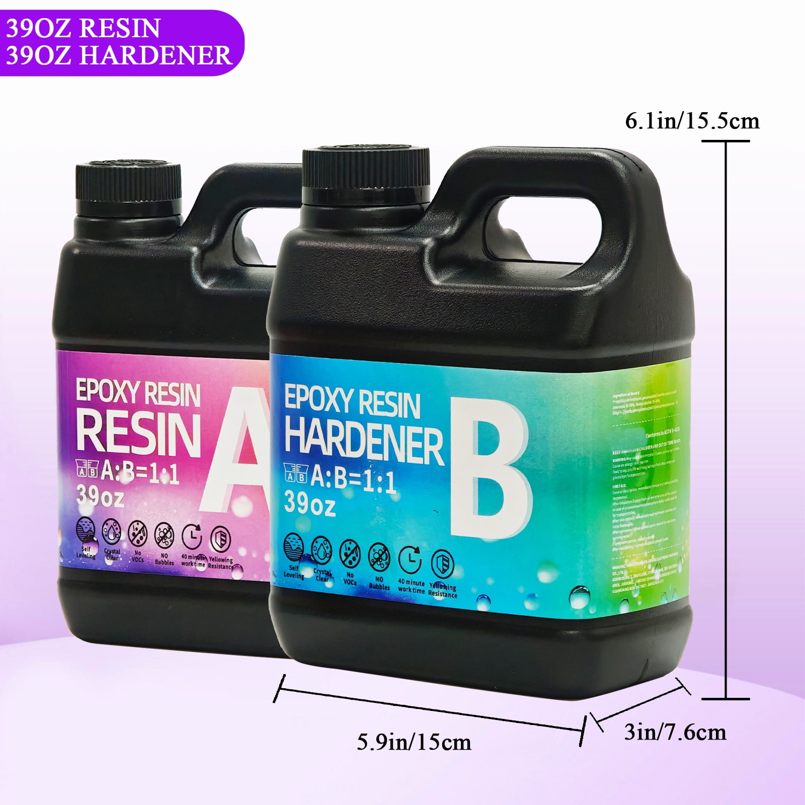 78OZ Epoxy Resin Kit，Newly Formulated Crystal Clear Epoxy Resin, Strong, Bubble-Free, Anti-Yellowing Art Resin That, Suitable for Casting, DIY, Molds, Jewelry, Easy to Mix 1:1 Ratio