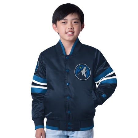 Youth Starter Navy Minnesota Timberwolves Scout Varsity Full-Snap Jacket