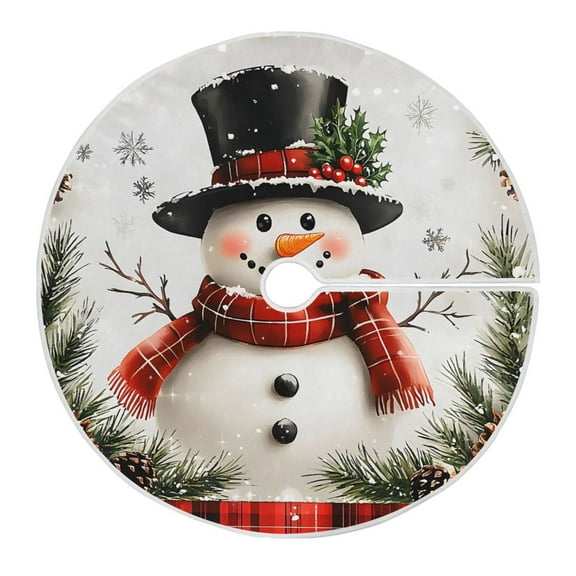 Ryvnso Christmas Tree Skirt Snowman Pine Cones Xmas Tree Skirts Ornament Home Decorations 35.4"