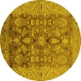thumbnail image 1 of Ahgly Company Machine Washable Indoor Round Oriental Yellow Traditional Area Rugs, 6' Round, 1 of 4