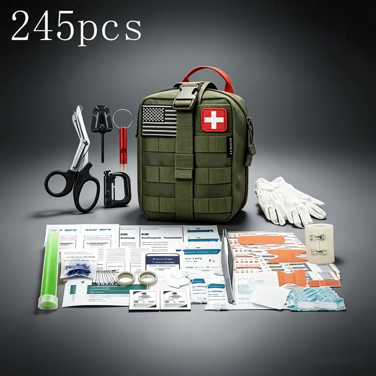 Outdoor All-Purpose Emergency Survival Kit, MOLLE System Compatible First Aid Set, Essential Gear for Camping Hunting Hiking Fishing, Unisex Practical Gift