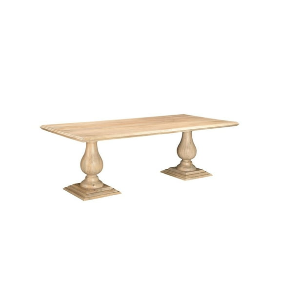 Taran Designs Lawrence 96" Solid Wood Double Pedestal Dining Table in Beige