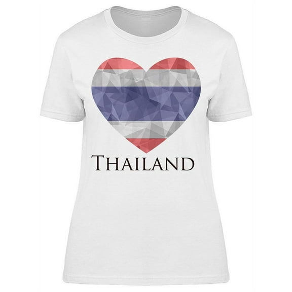 Thailand Flag Shape Heart T-Shirt Women -Image by Shutterstock, Female XX-Large