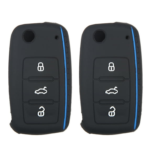 Unique Bargains 2 Pcs Black Silicone Remote Control Key Fob Shell Cover for Volkswagen CC Eos GTI 3 Button Black