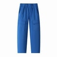 thumbnail image 4 of Great Gifts for less 7-14 Years Children's Fashion Solid Color Loose Drawstring Pocket Ankle Work Pants Long Pants Blue 7-8 Years, 4 of 7