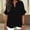 *Black, variant on ClodeEU Women's Faux Linen V Neck Ruffle 3/4 Sleeve Blouse,Casual Loose Fit Solid Color Top Army Green,Women's Plus L