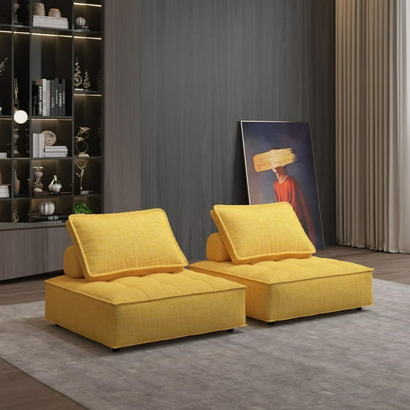 SCUQI Modern Loveseat Sofa Upholstered Fabric Love Seat with Linen Cushions Compact and Stylish for Small Spaces Living Room Bedroom Office - Durable Wooden Frame (79 Inch, Orange)