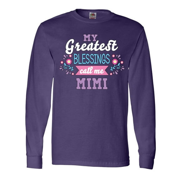 Inktastic My Greatest Blessings Call Me Mimi with Flowers Long Sleeve T-Shirt