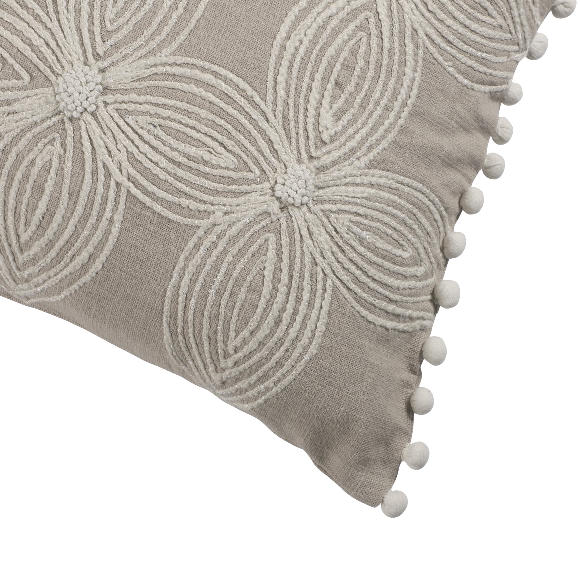 Harlow Hill Freya 16" x 24" Taupe Floral Cotton Adult Decorative Throw Pillow Cover