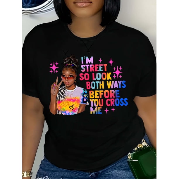Figure Print Crew Neck T-Shirt, Casual Short Sleeve T-Shirt For Spring & Summer, Women's Clothing