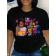 thumbnail image 1 of Figure Print Crew Neck T-Shirt, Casual Short Sleeve T-Shirt For Spring & Summer, Women's Clothing, 1 of 6
