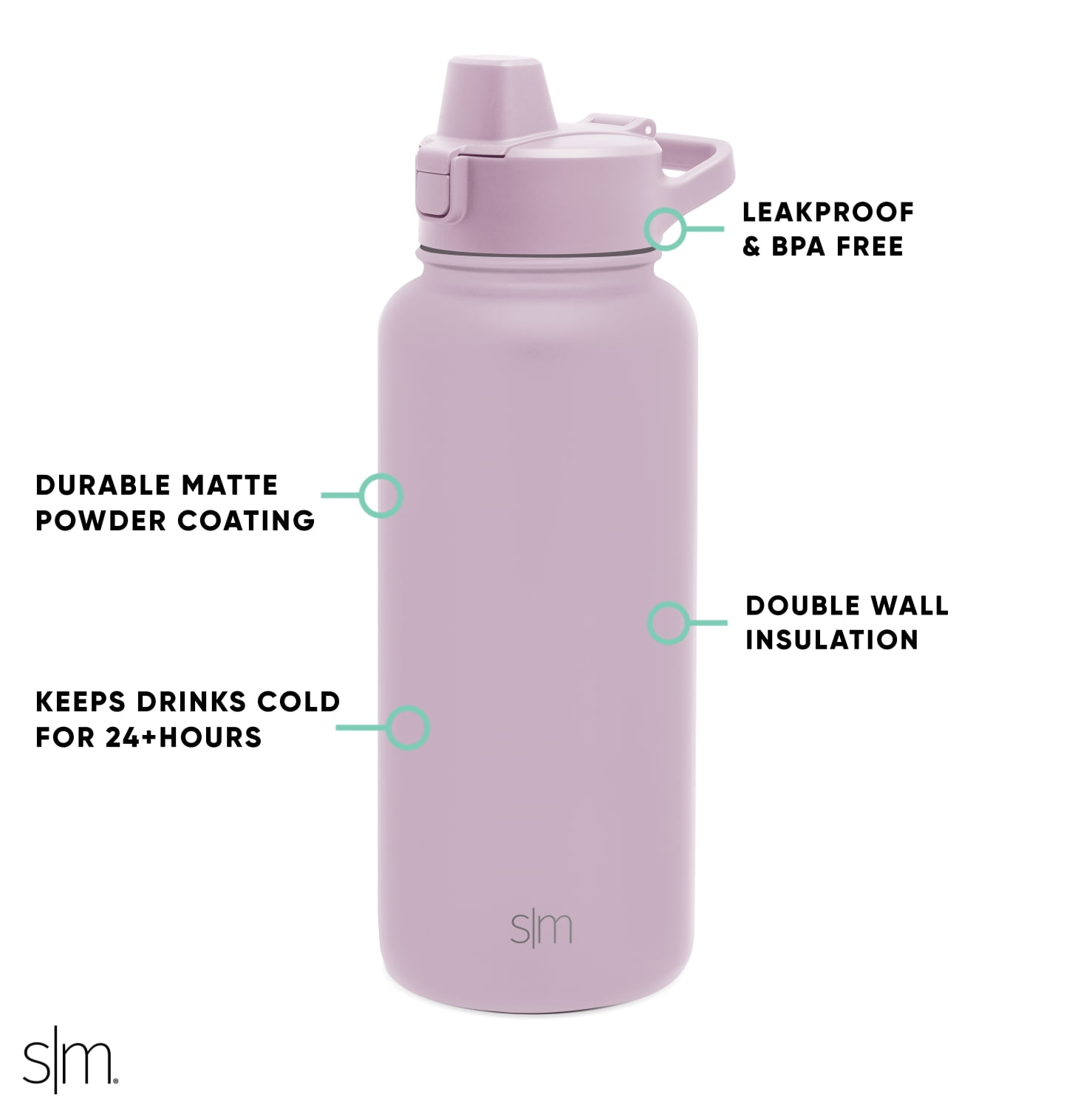 Simple Modern Summit 40 oz Blush Pink Double Wall Vacuum Insulated  Stainless Steel Water Bottle with Screw Cap and Wide Mouth Lid 